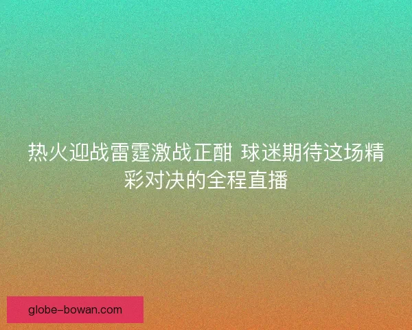 热火迎战雷霆激战正酣 球迷期待这场精彩对决的全程直播